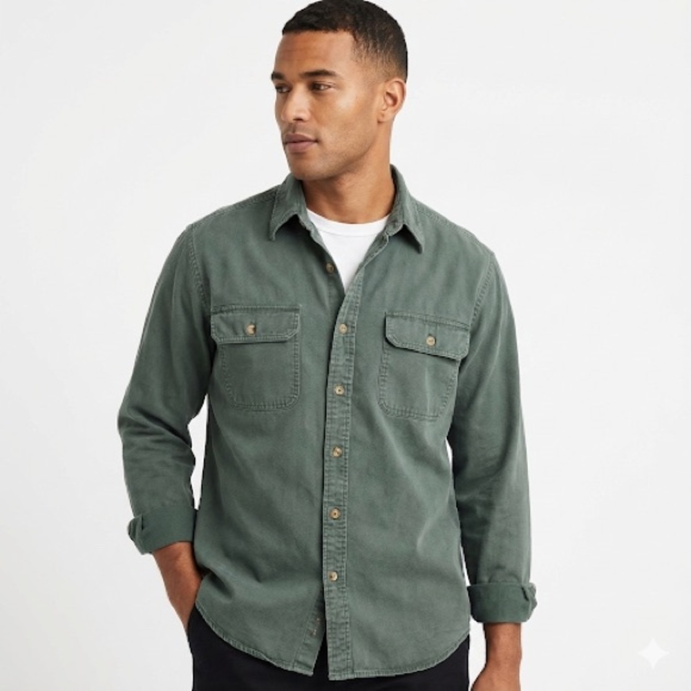 Scheels Sports Outfitters vintage cotton button up work shirt large olive green